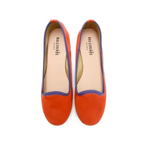 Women’s Orange Suede Loafers with Purple Details
