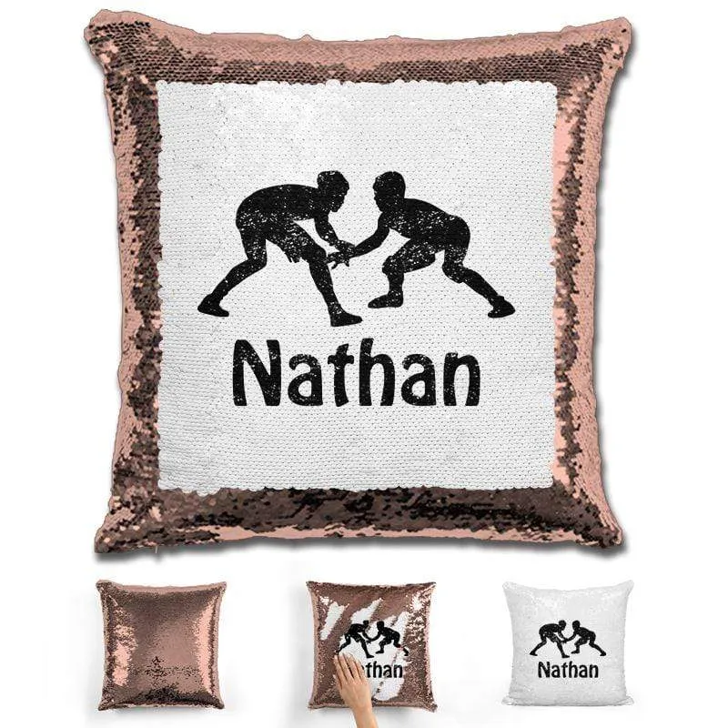 Wrestling Personalized Magic Sequin Pillow