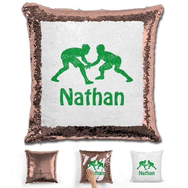 Wrestling Personalized Magic Sequin Pillow