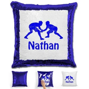 Wrestling Personalized Magic Sequin Pillow