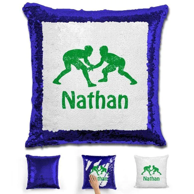 Wrestling Personalized Magic Sequin Pillow