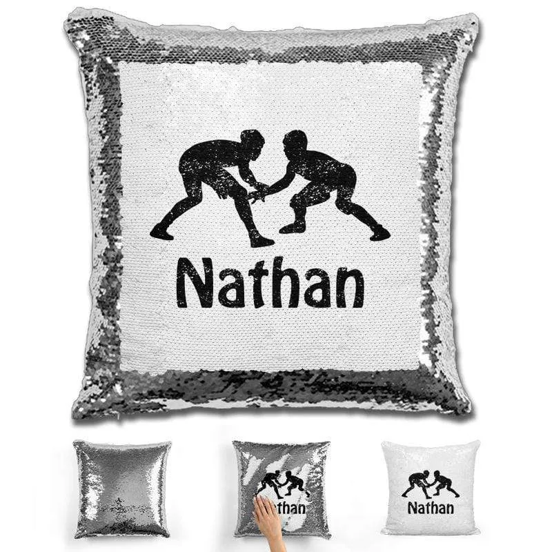 Wrestling Personalized Magic Sequin Pillow