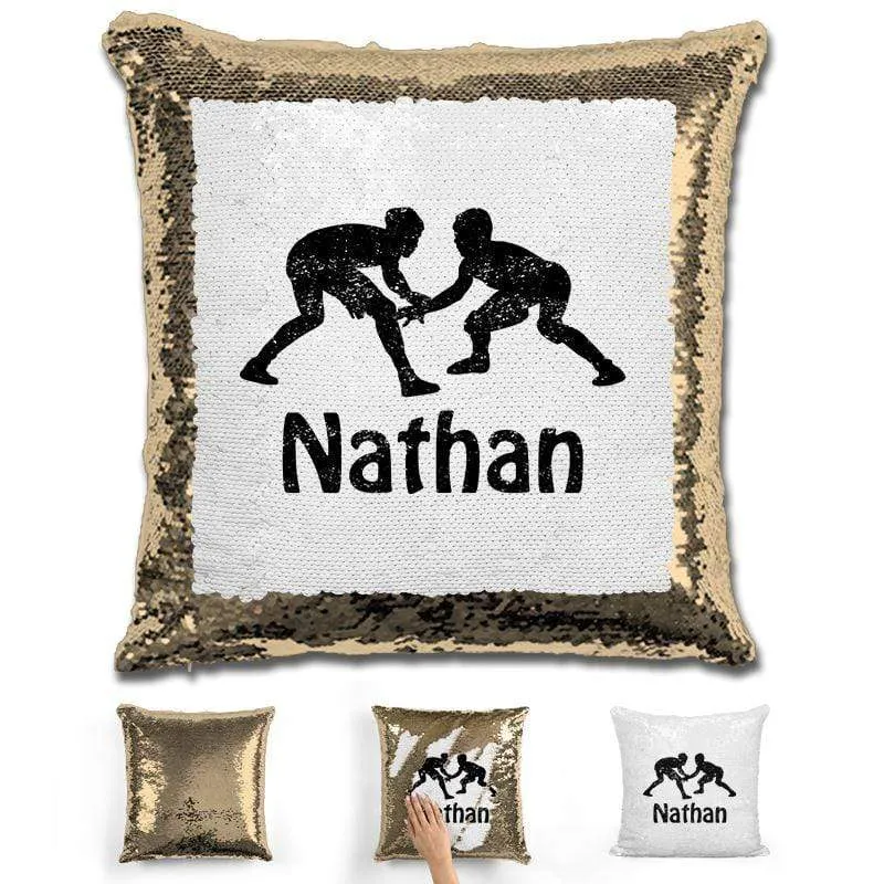 Wrestling Personalized Magic Sequin Pillow