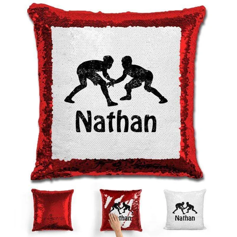 Wrestling Personalized Magic Sequin Pillow