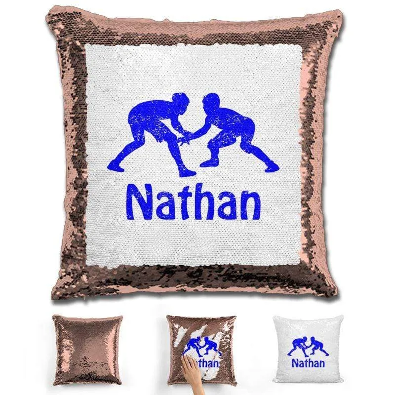 Wrestling Personalized Magic Sequin Pillow