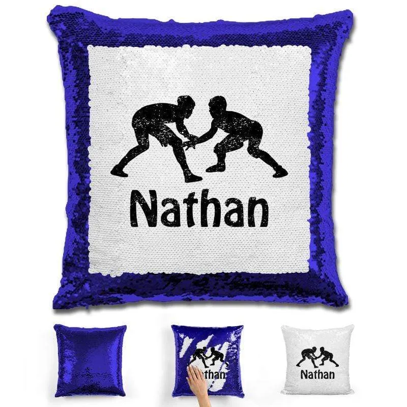 Wrestling Personalized Magic Sequin Pillow