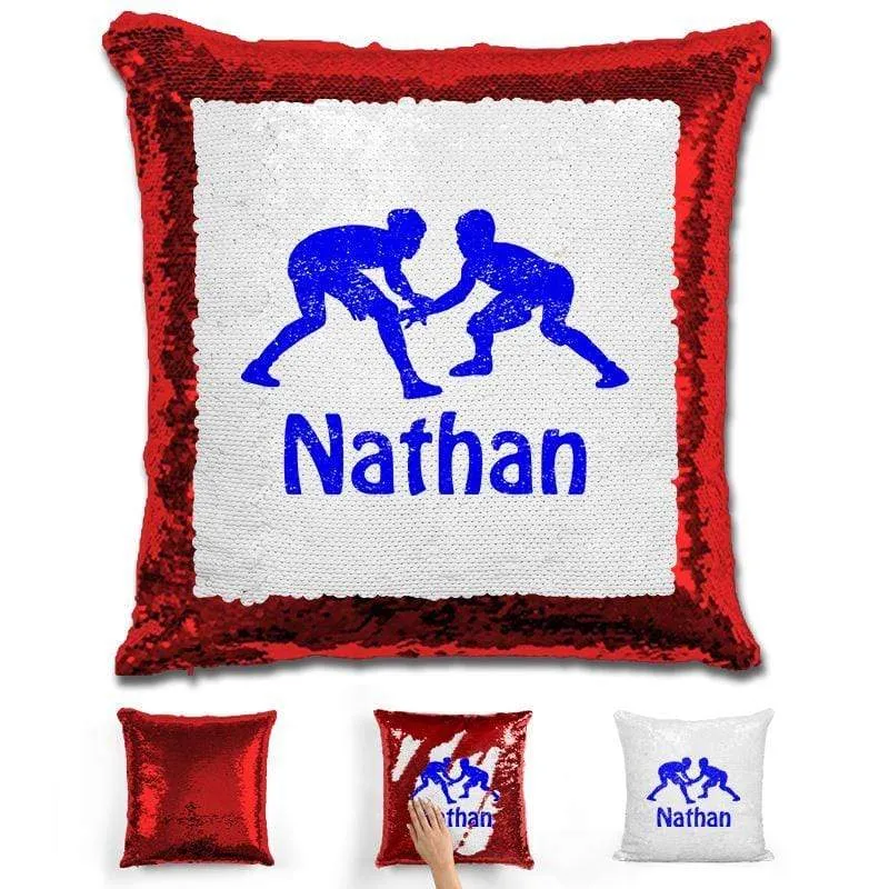 Wrestling Personalized Magic Sequin Pillow
