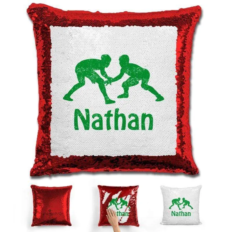 Wrestling Personalized Magic Sequin Pillow