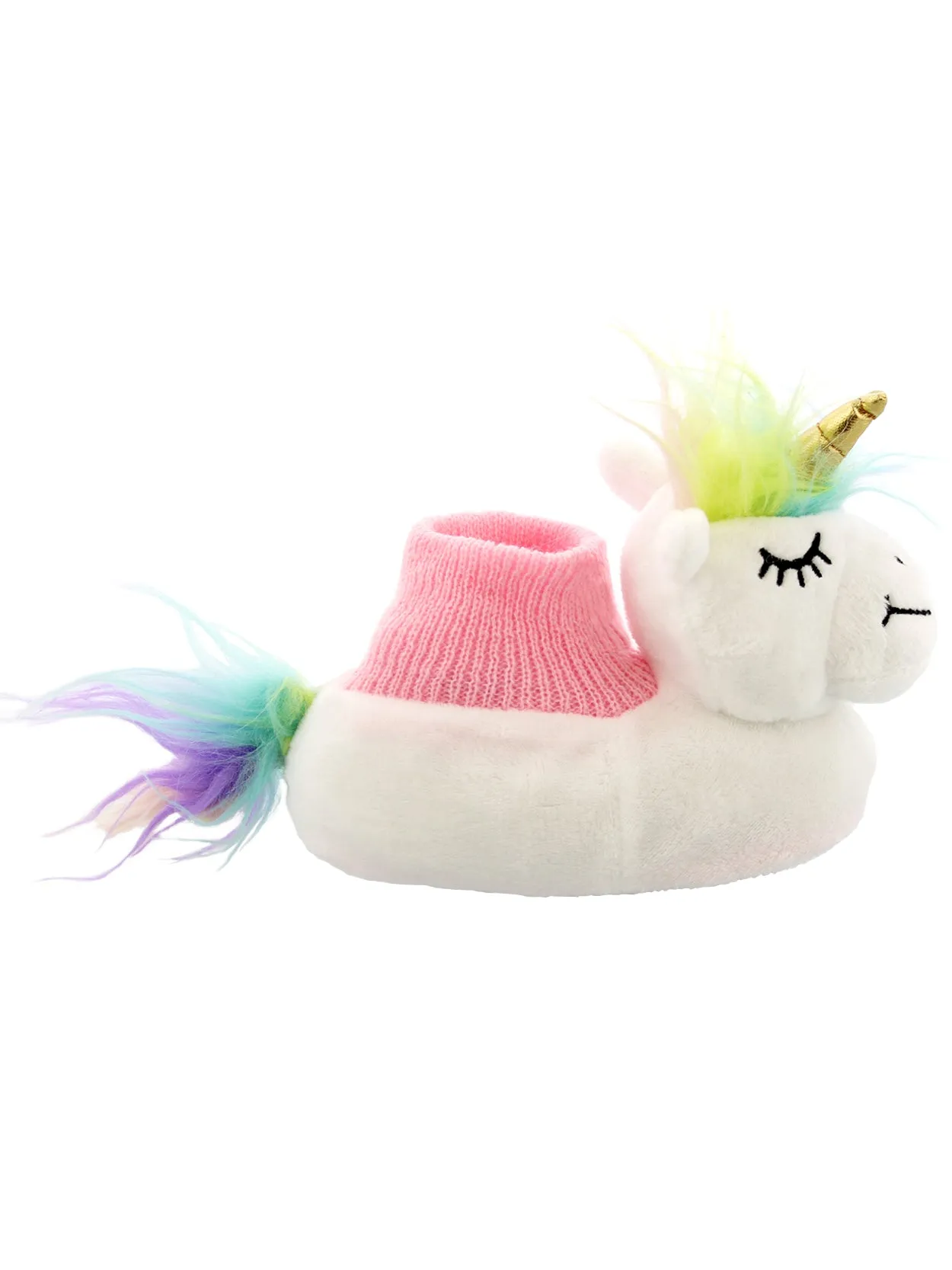 Yankee Toy Box Plush Unicorn Sock Top Slippers