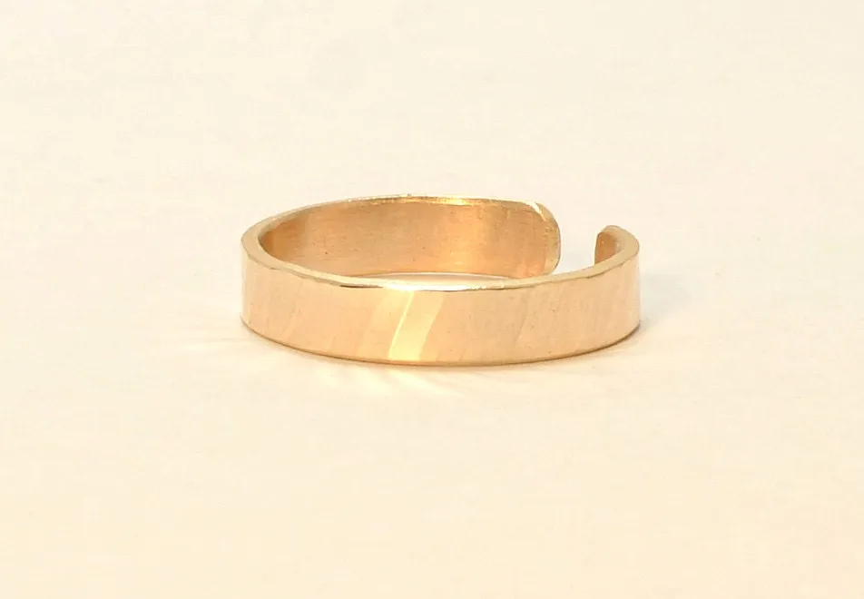 Yellow Gold Hammered Toe Ring - Solid 14k Gold