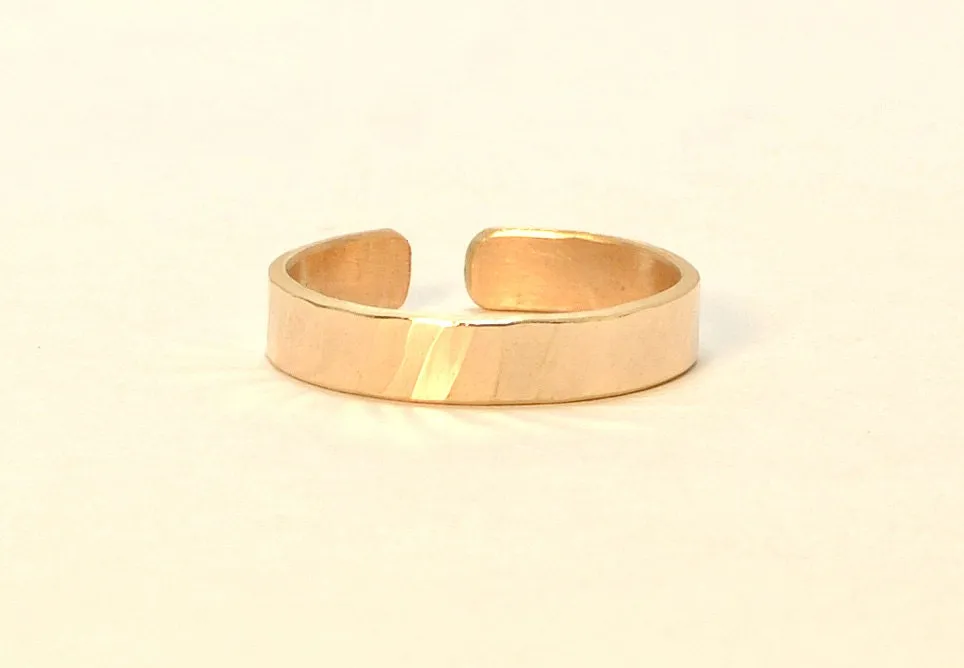 Yellow Gold Hammered Toe Ring - Solid 14k Gold
