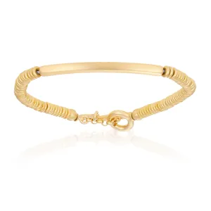 Yellow Gold TAG beaded bracelet - Double Bone bracelets