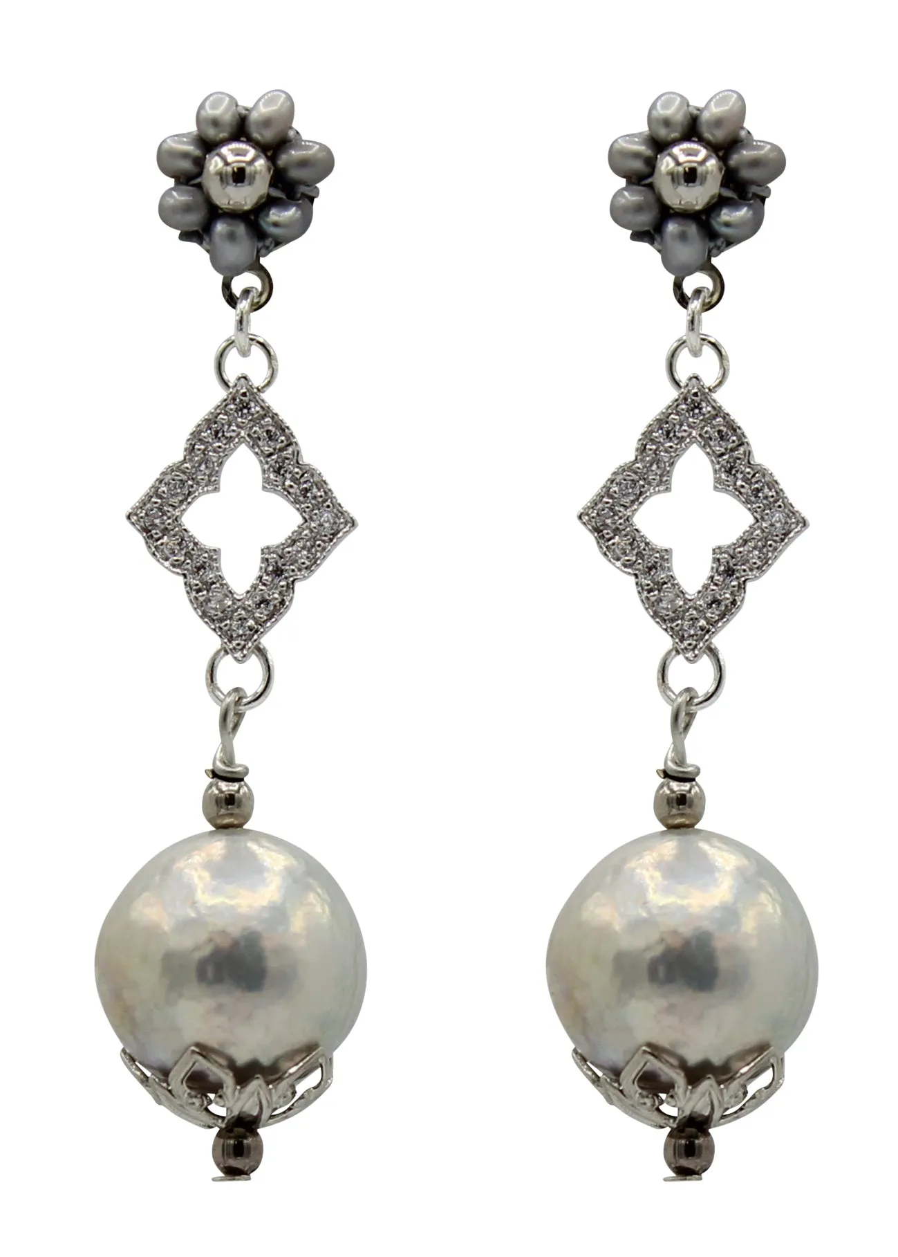 Zella Hand Beaded Pearl Earrings